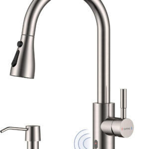 Touchless Kitchen Faucet with Soap Dispenser, Pull Down Sprayer, Motion Sensor High Arc, Brushed Nickel